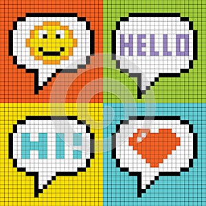 8-bit Pixel Social Networking Speech Bubbles: Smil