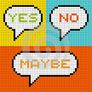 8-bit Pixel Yes No Maybe Speech Bubbles