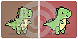 8 bit pixels cute dinosaur for retro games and beads pattern