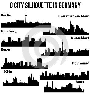 8 city in Germany, Deutschland ( Berlin, Hamburg, Essen, Dusseldorf, Dortmund, Frankfurt am Main, Bonn, Koln )