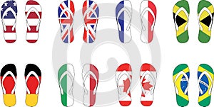 8 countries flag slippers Vector illustration