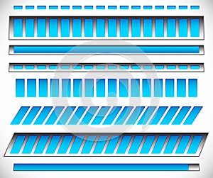 8 different horizontal, level / progress indicators, meters