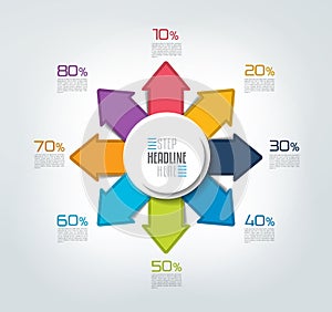 8 directions color arrows design diagram, chart, template, infographic.