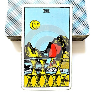 8 Eight of Cups Tarot Card Impermanence Finished Over Walking Away Moving On Letting Go
