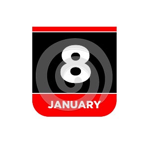 8 January vector calendar vector icon. 8 Jan card