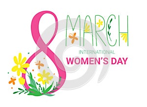 8 March. Banner and card for International Women's Day or Mother's Day. Vector illustration