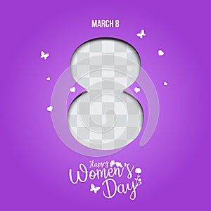 8 March Greeting card. International Happy Women`s Day. Trendy Design Template. Vector illustration