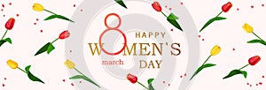 8 march. Happy Women's Day horizontal banner for the website