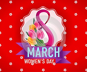 8 March international woman's day greeting card template