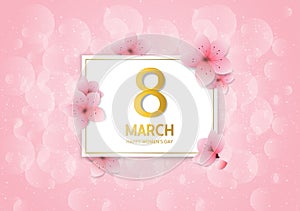 8 march international women`s day background with cherry blossoms