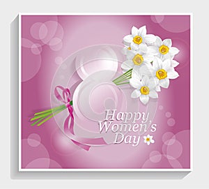 8 March International women`s day greeting card calligraphy