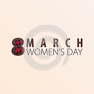 8 March International Women`s Day greeting card with heards. Vector illustration.