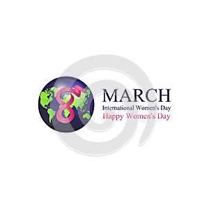 8 march International Women`s day with ornament earth