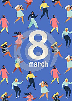 8 march, International Womens Day. Feminism concept template design. Vector illusttation.