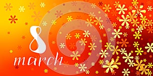 8 March lettering greeting card. International Happy Women`s Day