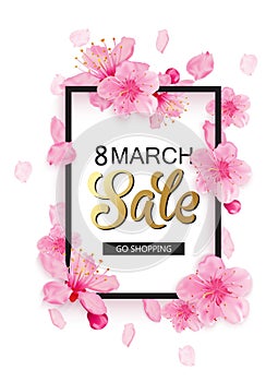 8 march sale spring background design.