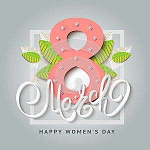 8 of March vector background design. Happy women day holiday ban