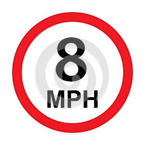 8 MPH road traffic sign icon vector for graphic design, logo, website, social media, mobile app, UI illustration