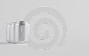 8 oz. / 250ml Stubby Aluminium Beverage Can Mockup - Three Cans.  3D Illustration