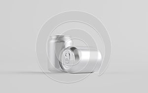 8 oz. / 250ml Stubby Aluminium Beverage Can Mockup - Two Cans.  3D Illustration