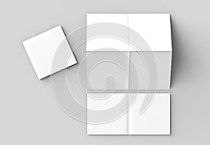 8 page leaflet - French fold square brochure mock up isolated on