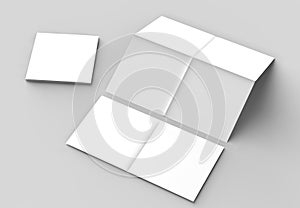 8 page leaflet - French fold square brochure mock up isolated on