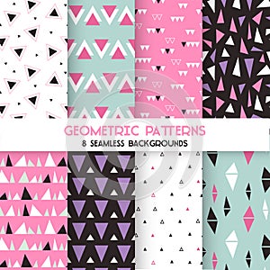 8 Seamless Geometric Triangles Patterns