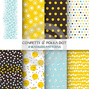 8 Seamless Patterns - Confetti and Polka Dot