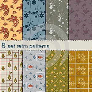 8 set retro flower patterns