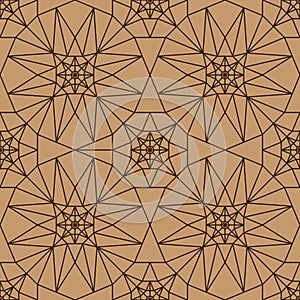 8 side star brown color symmetry seamless pattern