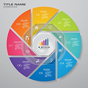 8 steps cycle chart infographics elements for data presentation.