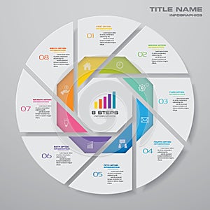 8 steps cycle chart infographics elements for data presentation.