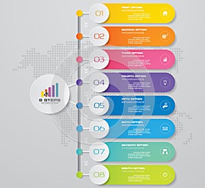 8 steps infographics element chart for presentation. EPS 10.