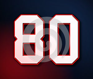 80 American Football Classic Sport Jersey Number in the colors of the American flag design Patriot, Patriots 3D illustration