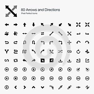 80 Arrows and Directions Pixel Perfect Icons