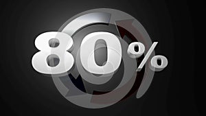 80% with blue and red rotating arrows - 3D rendering videoclip