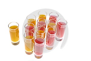 80 degree angle Tall Shot Glasses with Tang Shot & Pink Pussy Cat