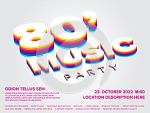 80` Disco music party poster template