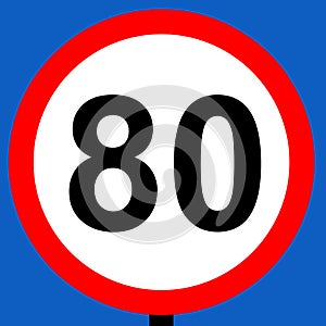 80 kph speed limit sign