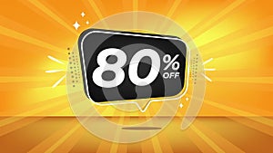 80 off. Yellow motion banner with eighty percent discount.
