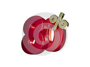 80% in Red and gold Numbers 