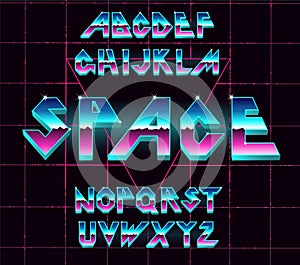 80 s retro alphabet font.