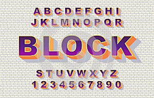 80 s retro alphabet font rainbow style, vintage.