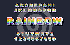 80 s retro alphabet font. Rainbow Vintage Alphabet vector