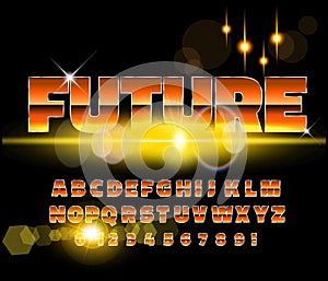 80`s retro alphabet font. Sci-fi future style.