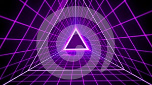 80`s retro style background with triangle grid lights