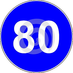 80 suggested speed road sign