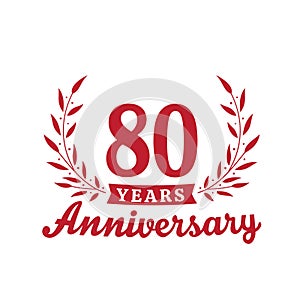 80 years anniversary celebration logotype. 80th anniversary logo. Vector and illustration.