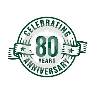 80 years anniversary celebration logotype. 80th years logo. Vector and illustration.