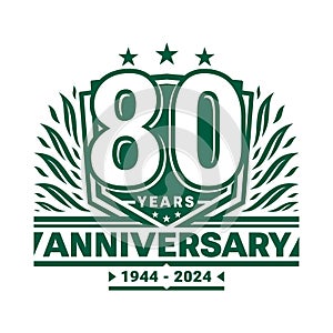 80 years anniversary celebration shield design template. 80th anniversary logo. Vector and illustration.